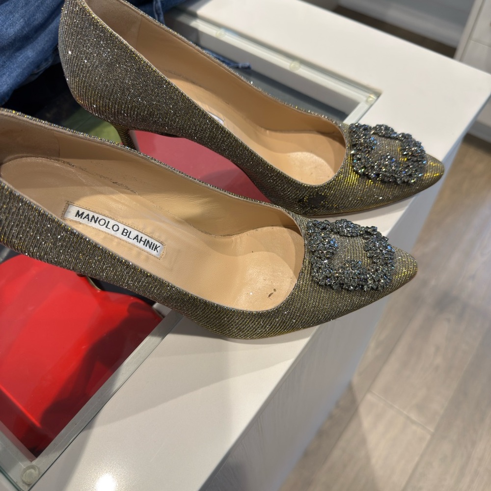 Manolo Blahnik Gold Heels with Elegant Design